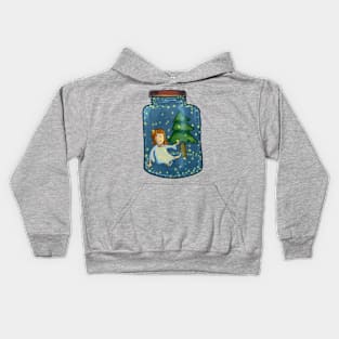 Girl in a jar with fireflies Kids Hoodie